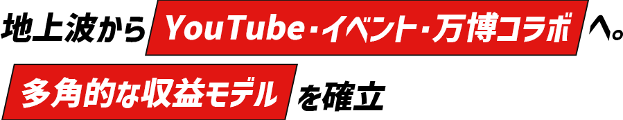 地上波からYouTube・イベント・万博コラボへ。多角的な収益モデル