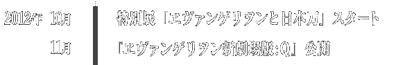 2012年10月　特別展「ヱヴァンゲリヲンと日本刀」スタート　11月『ヱヴァンゲリヲン新劇場版:Q』公開