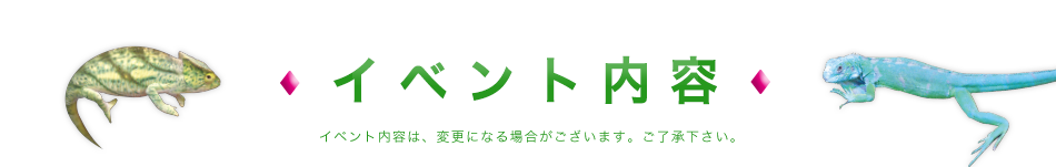 イベント情報 イベント内容は、変更になる場合がございます。ご了承下さい。