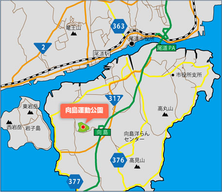 向島運動公園へのアクセスマップ