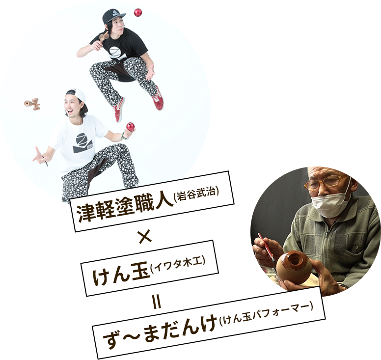 津軽塗職人(岩谷武治)×けん玉(イワタ木工)×ずーまだんけ(けん玉パフォーマー)