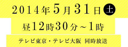 2014年5月31日(土)昼12時30分～1時 テレビ東京・テレビ大阪 同時放送
