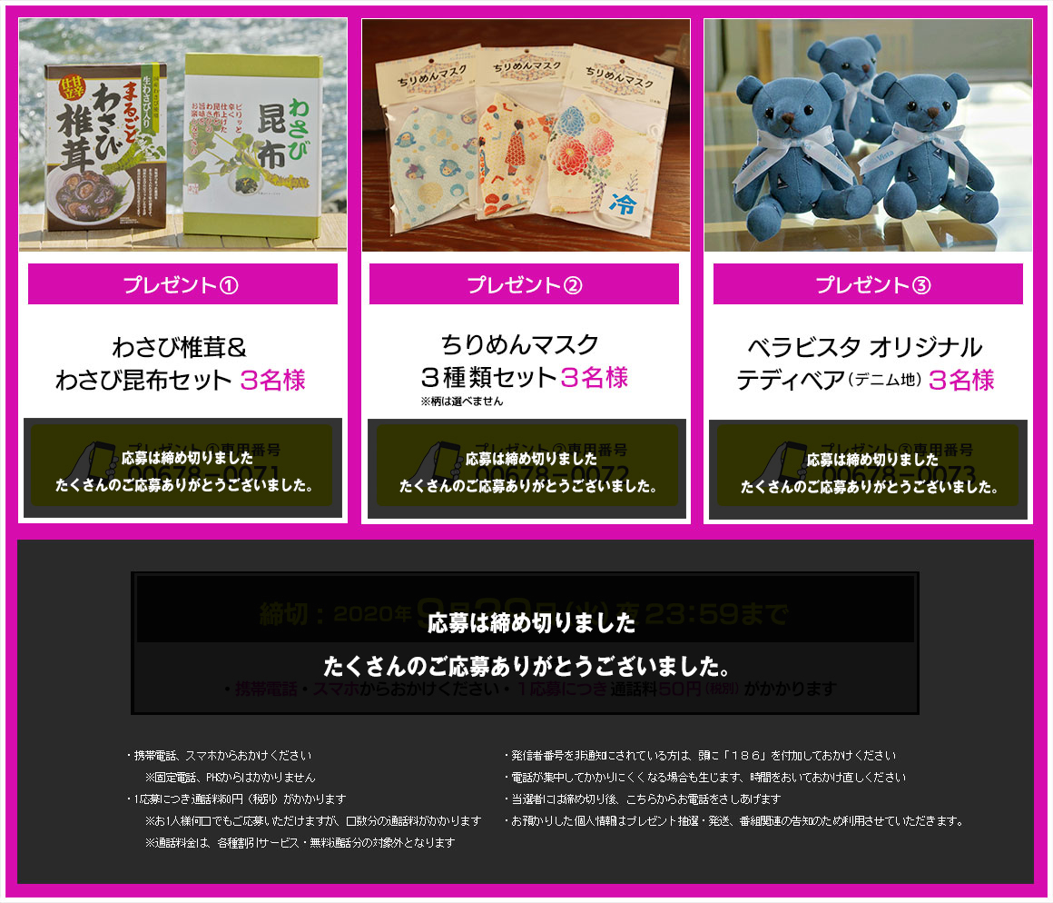 電話で当たる豪華プレゼント