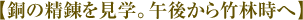 【銅の精錬を見学。午後から竹林時へ】